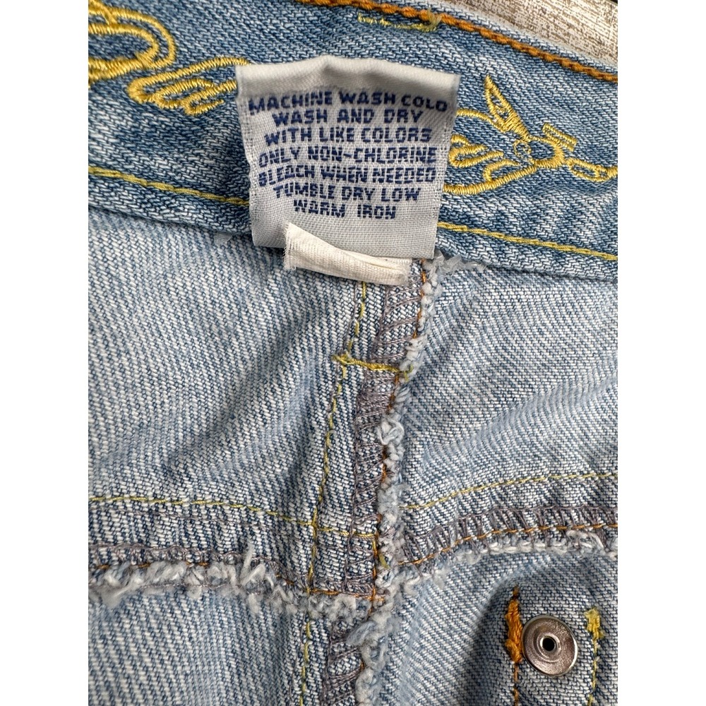 Vintage Old Navy Y2K Low Rise Flare Jeans Size 8 Light Wash with Gold Embroidery - Picture 8 of 9